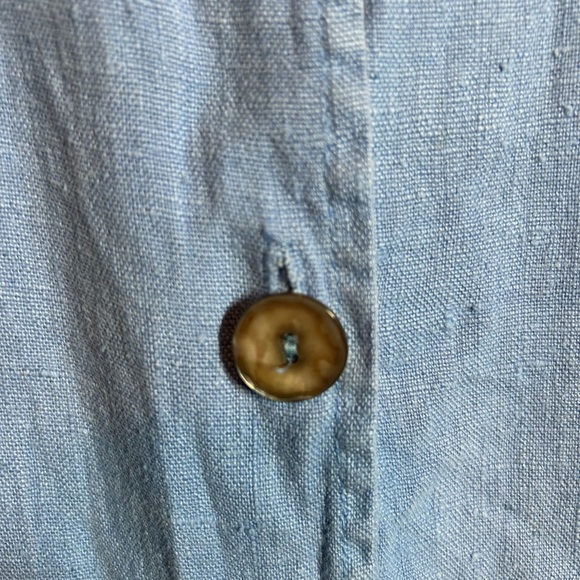 Vintage Camille & Co Women's Blue Button-Up Top - 100% Linen - Size Large - Picture 7 of 11